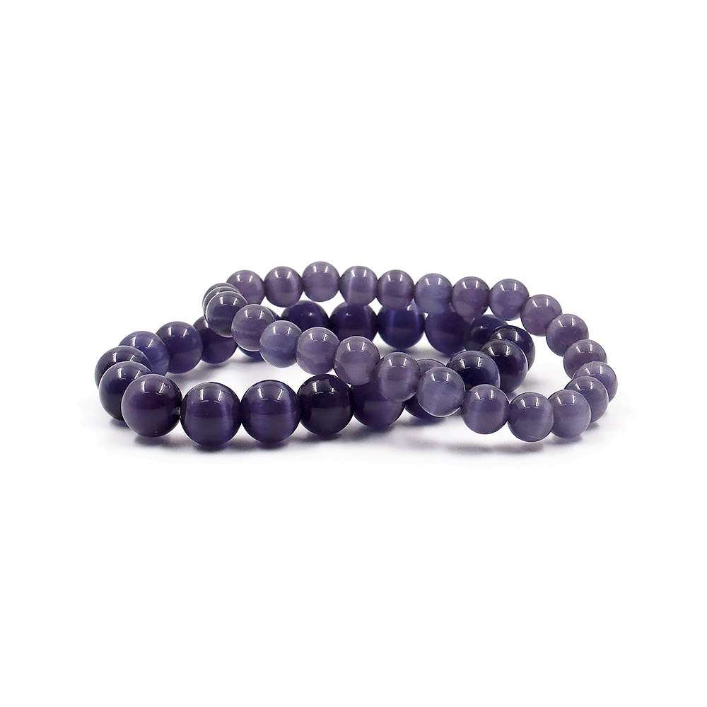 Браслет из кошачьего глаза имитации цвет фиолетовый шар