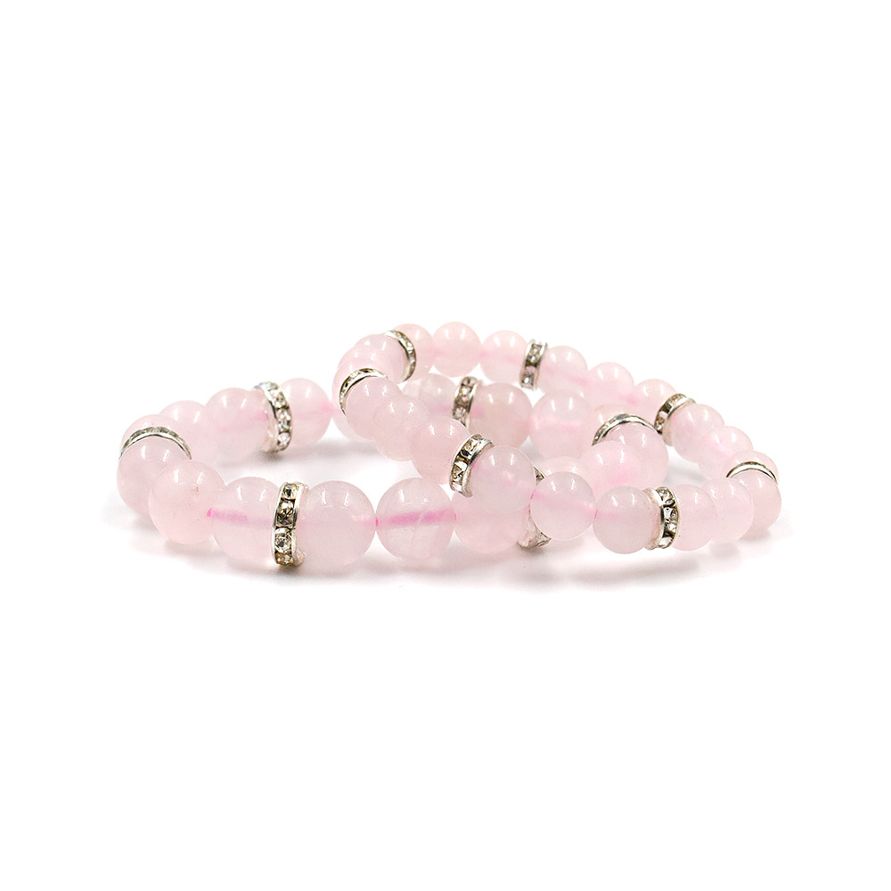Фото товара браслет из розового кварца со стразами шар