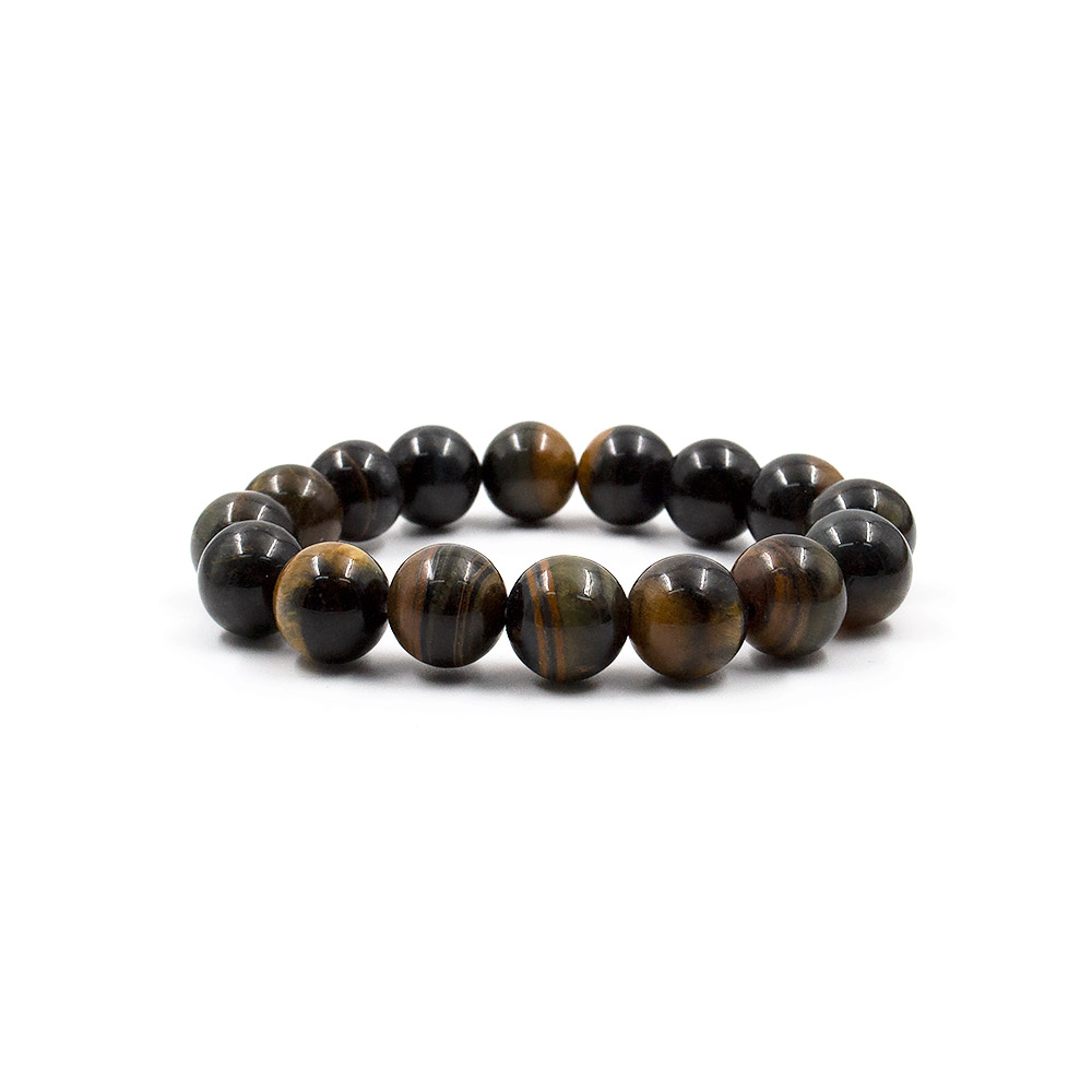 Фото товара браслет из тигрового и соколиного глаза шар 12 мм