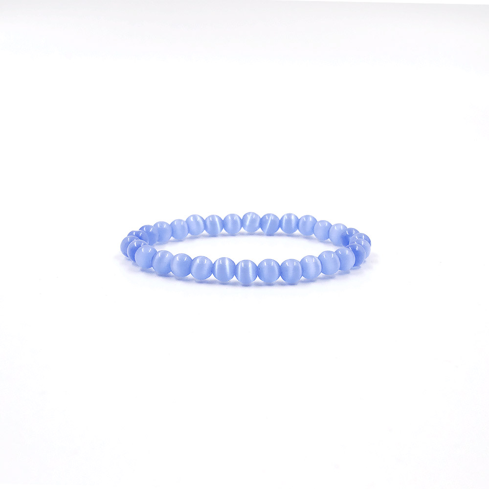 Браслет из кошачьего глаза цвет васильковый шар