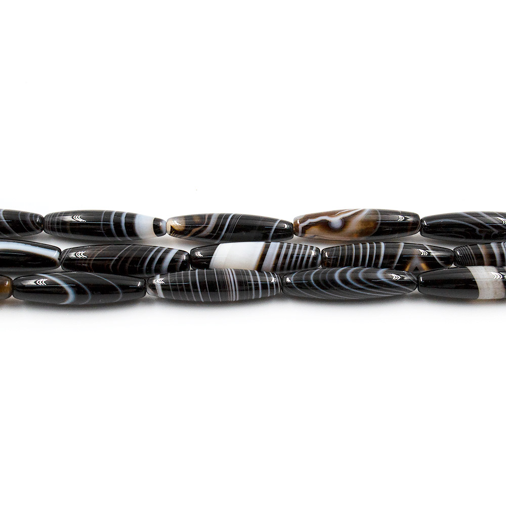 Фото товара агат бочата цвет черно-коричневый 24*6 мм