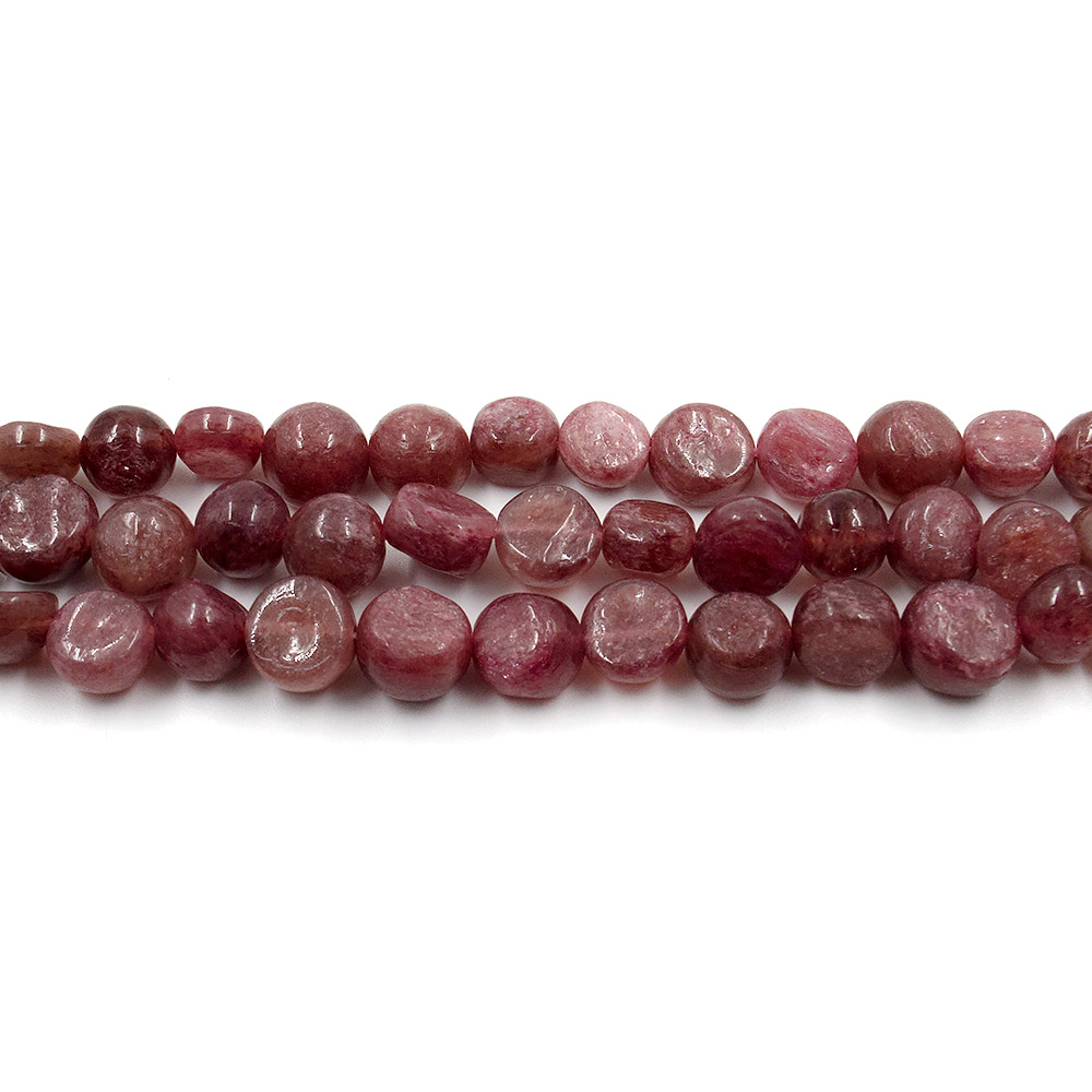 Фото товара земляничный кварц галтовка "пуговица" 10 мм