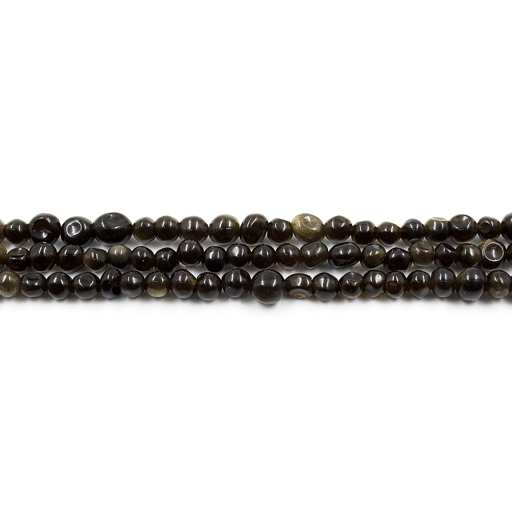 Фото товара обсидиан золотистый галтовка круглая мелкая