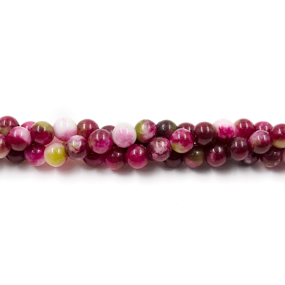 Фото товара кальцит тонированный цвет фуксия с зеленым шар 8 мм