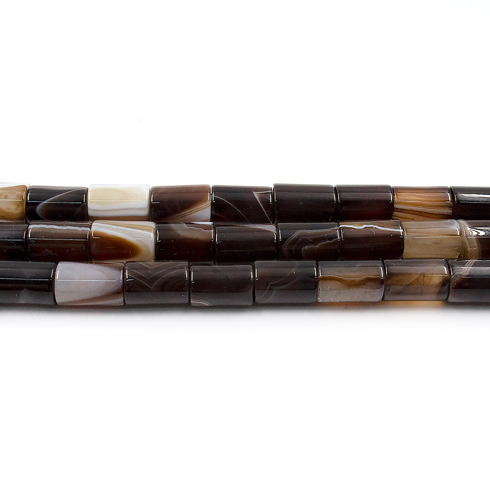 Фото товара агат цилиндр цвет черно-коричневый 12*8 мм