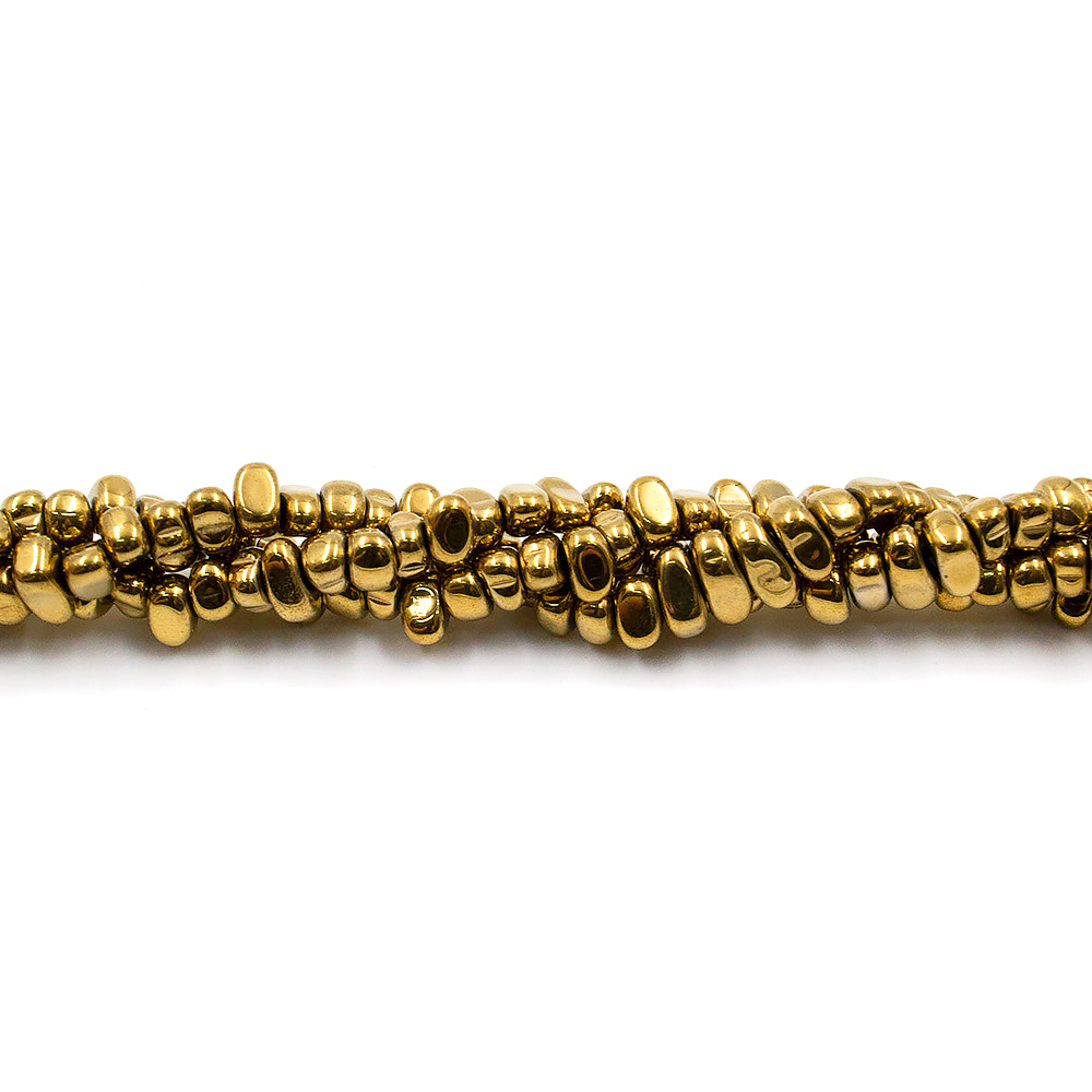 Фото товара гематит с покрытием желтое золото разделитель фриформ плоский 7*4 мм