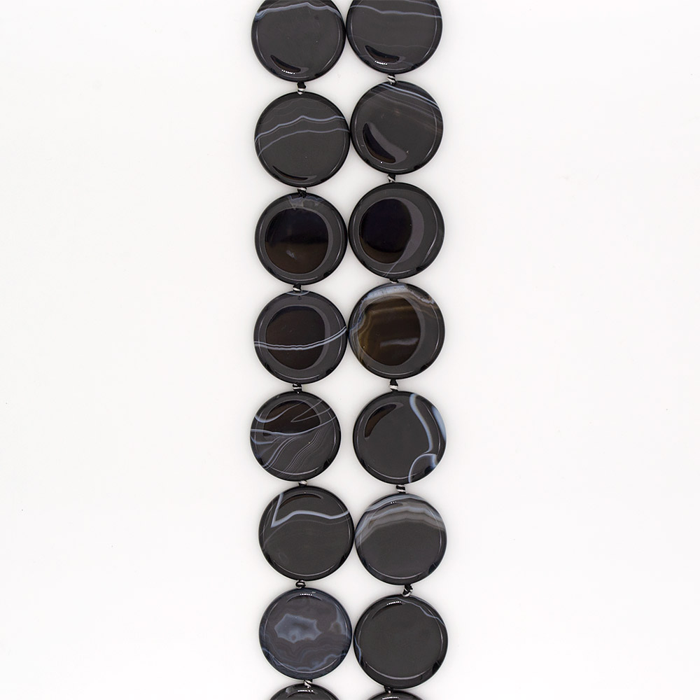 Фото товара агат таблетка цвет черный круглая 35 мм