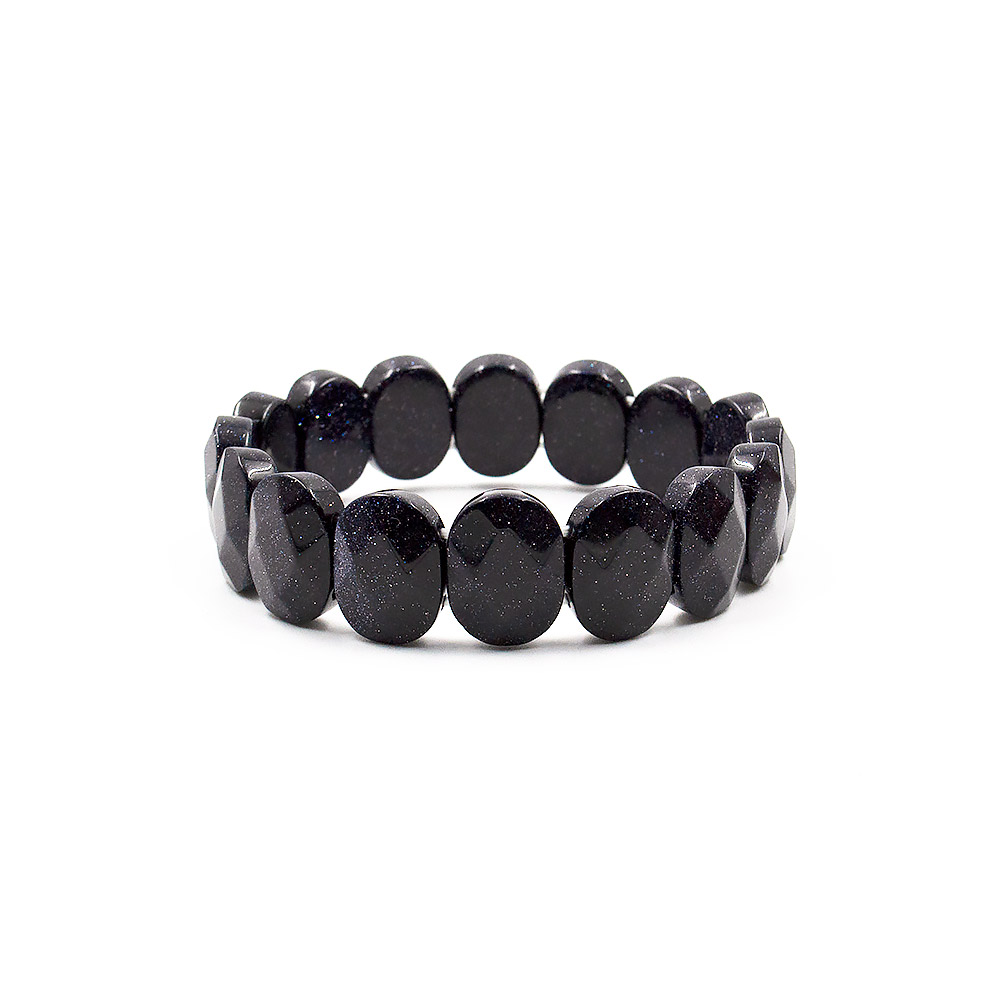 Браслет из авантюрина синтетического синего сегмент 16*12 мм грань