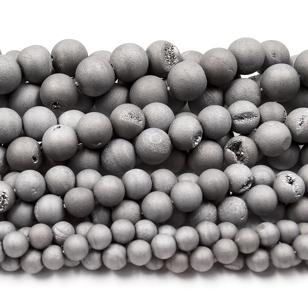 Агат с друзой цвет серый шар