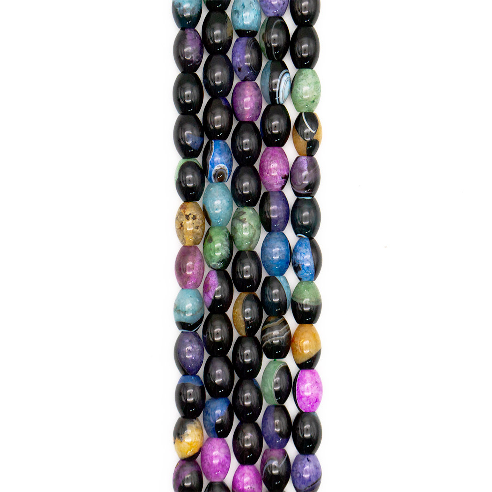 Фото товара агат черный с кварцем цветным бочата 19*13 мм