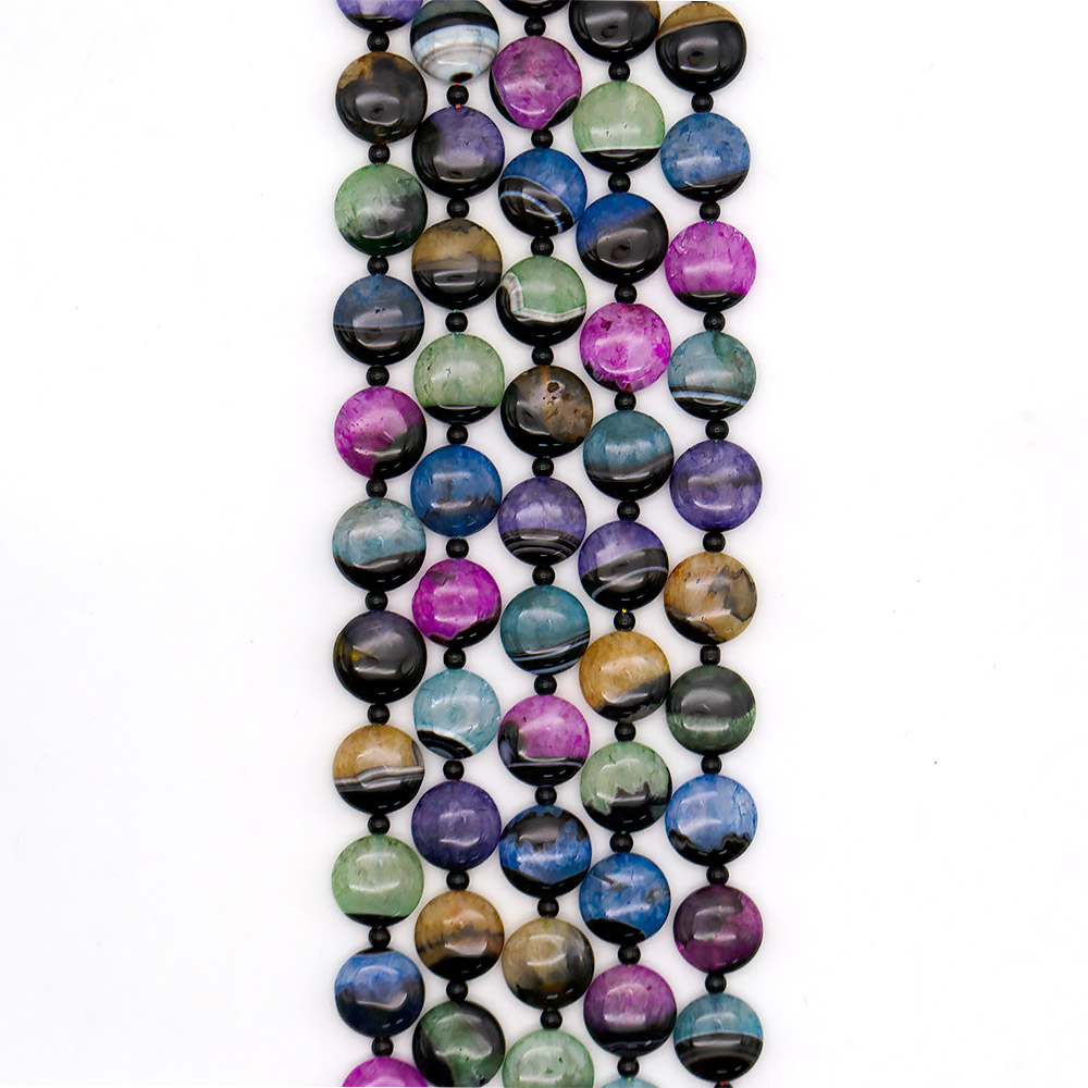 Агат черный с кварцем цветным таблетка 18 мм