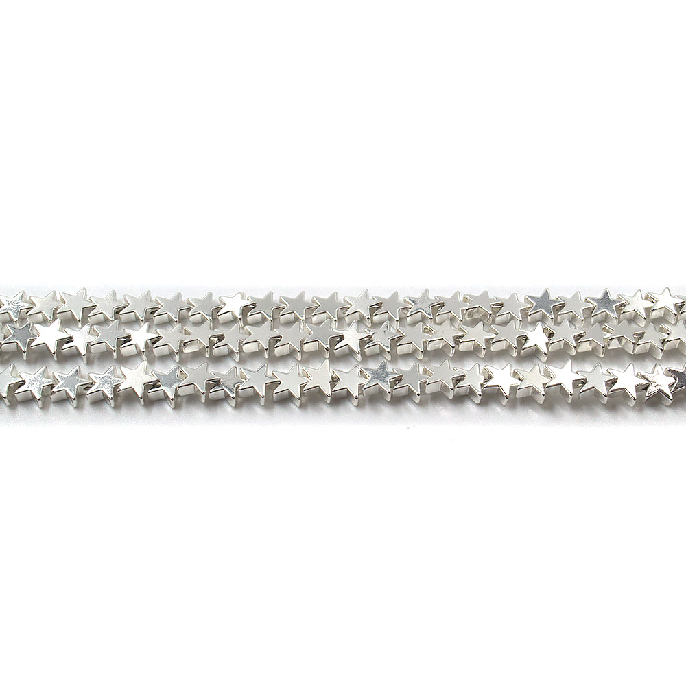 Фото товара гематит с покрытием белое серебро звезда 6*6 мм