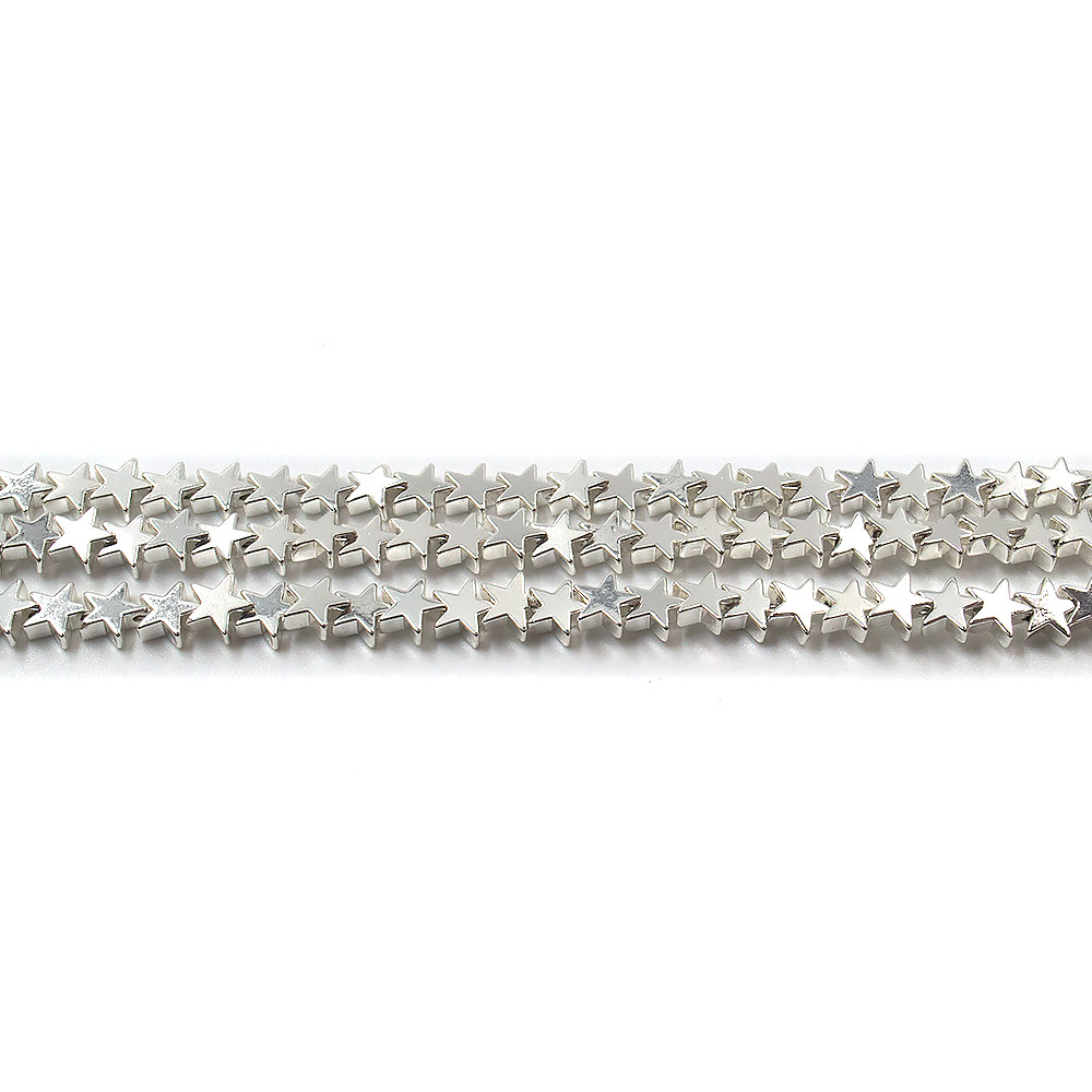 Гематит с покрытием белое серебро звезда 6*6 мм