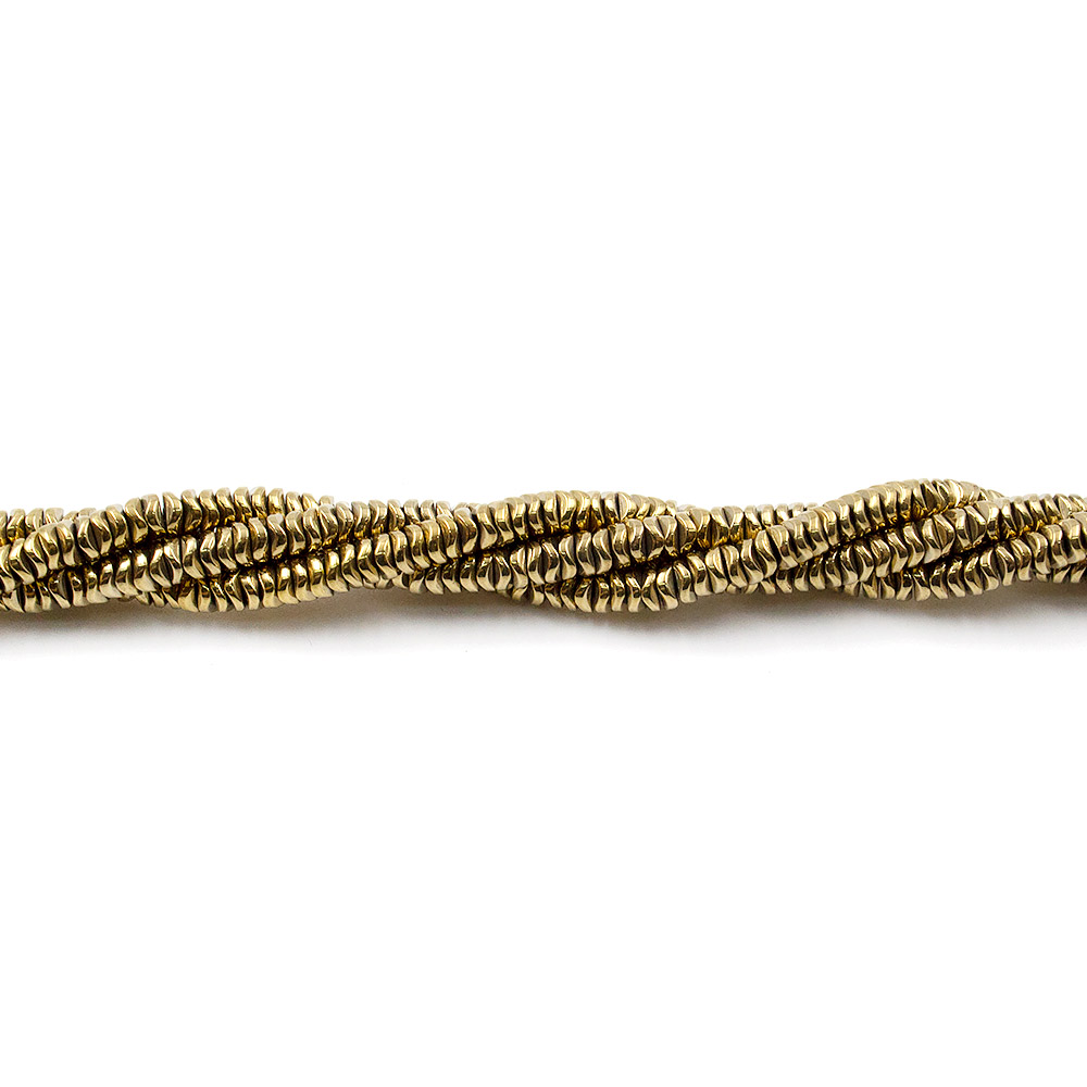 Фото товара гематит с покрытием темно-желтое золото разделитель витой 4*1 мм