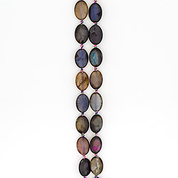 Агат таблетка цвет микс граненая 26*19 мм