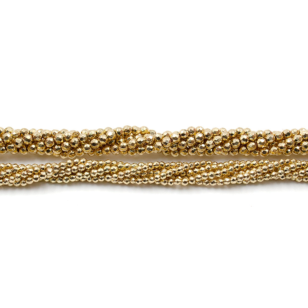 Фото товара гематит с покрытием светлое золото шар граненый