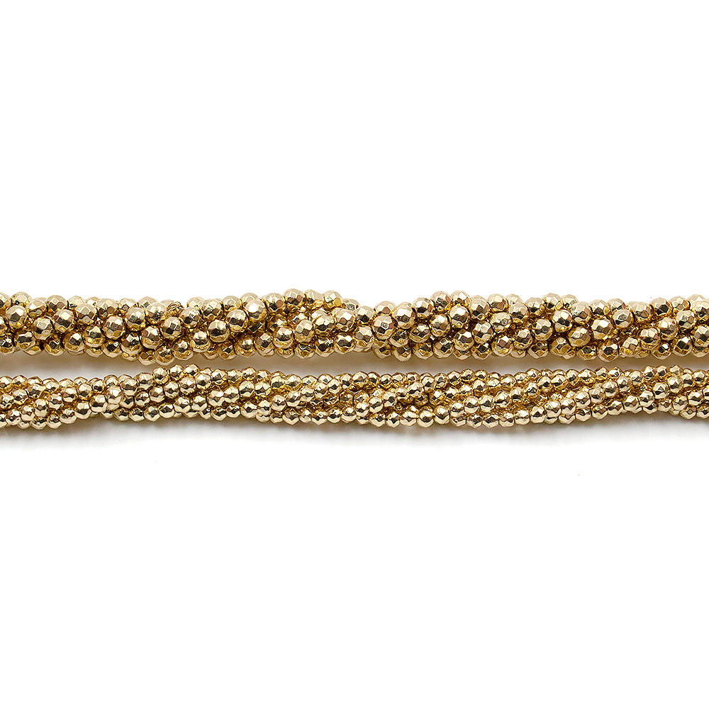 Фото товара гематит с покрытием светлое золото шар граненый