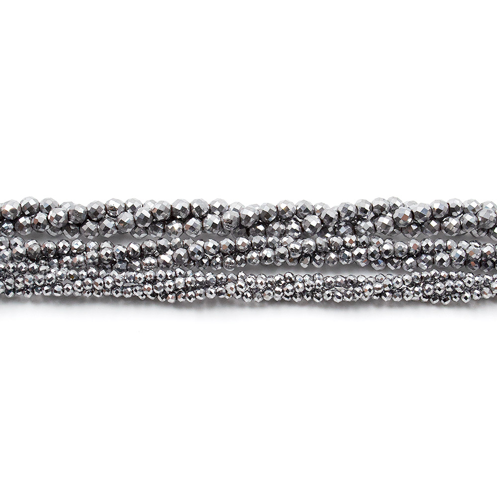 Фото товара гематит с покрытием серебро шар граненый люкс