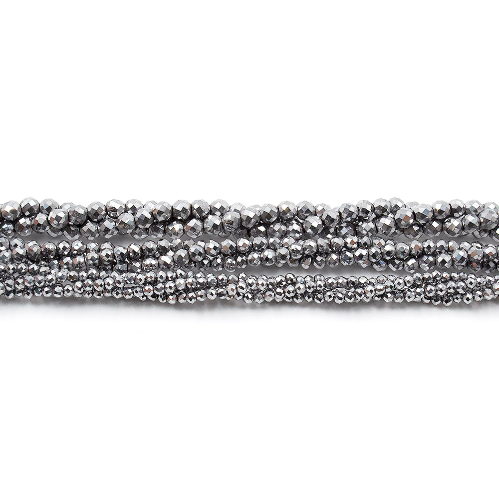 Фото товара гематит с покрытием серебро шар граненый люкс