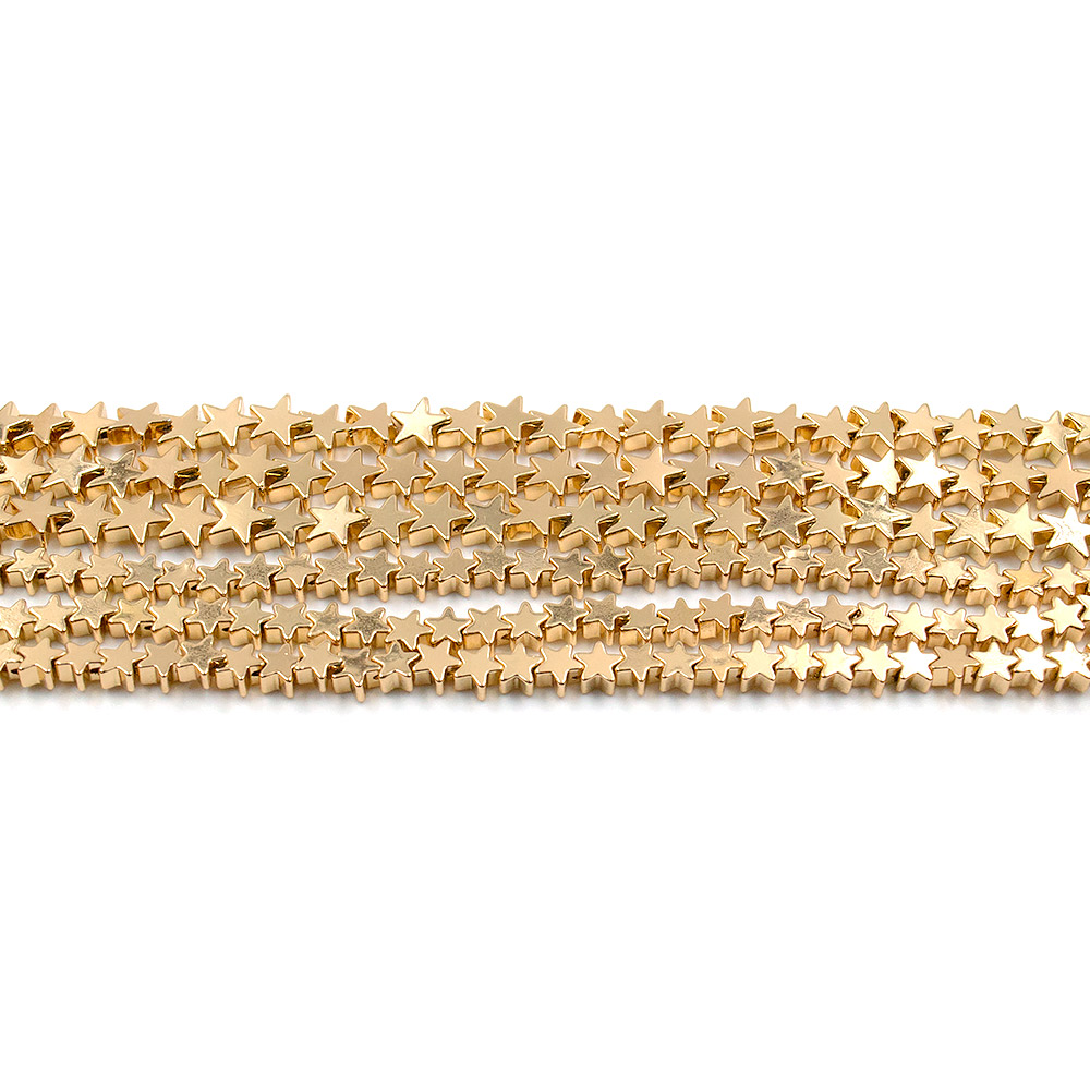 Фото товара гематит с покрытием красное золото звезда плоская