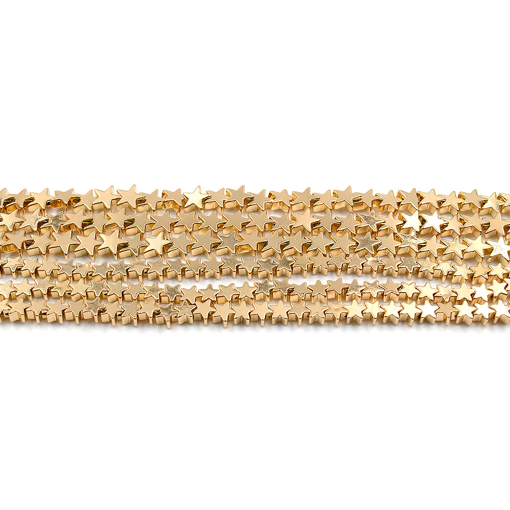 Фото товара гематит с покрытием красное золото звезда плоская