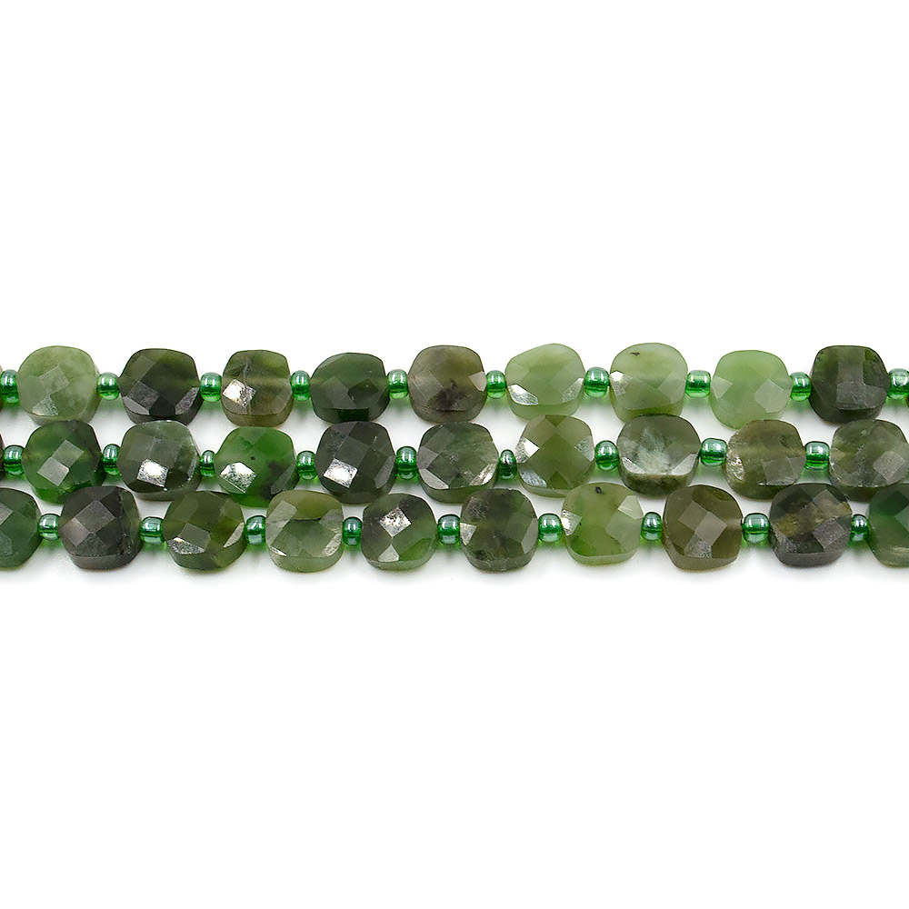 Нефрит таблетка граненая мягкий квадрат 8 мм