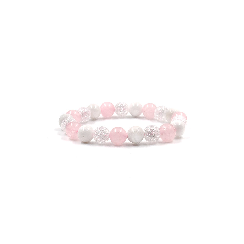 Фото товара браслет из розового кварца,кахолонга,сахарного кварца шар 8 мм