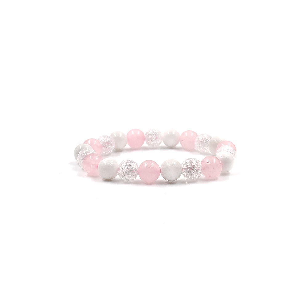 Браслет из розового кварца,кахолонга,сахарного кварца шар 8 мм