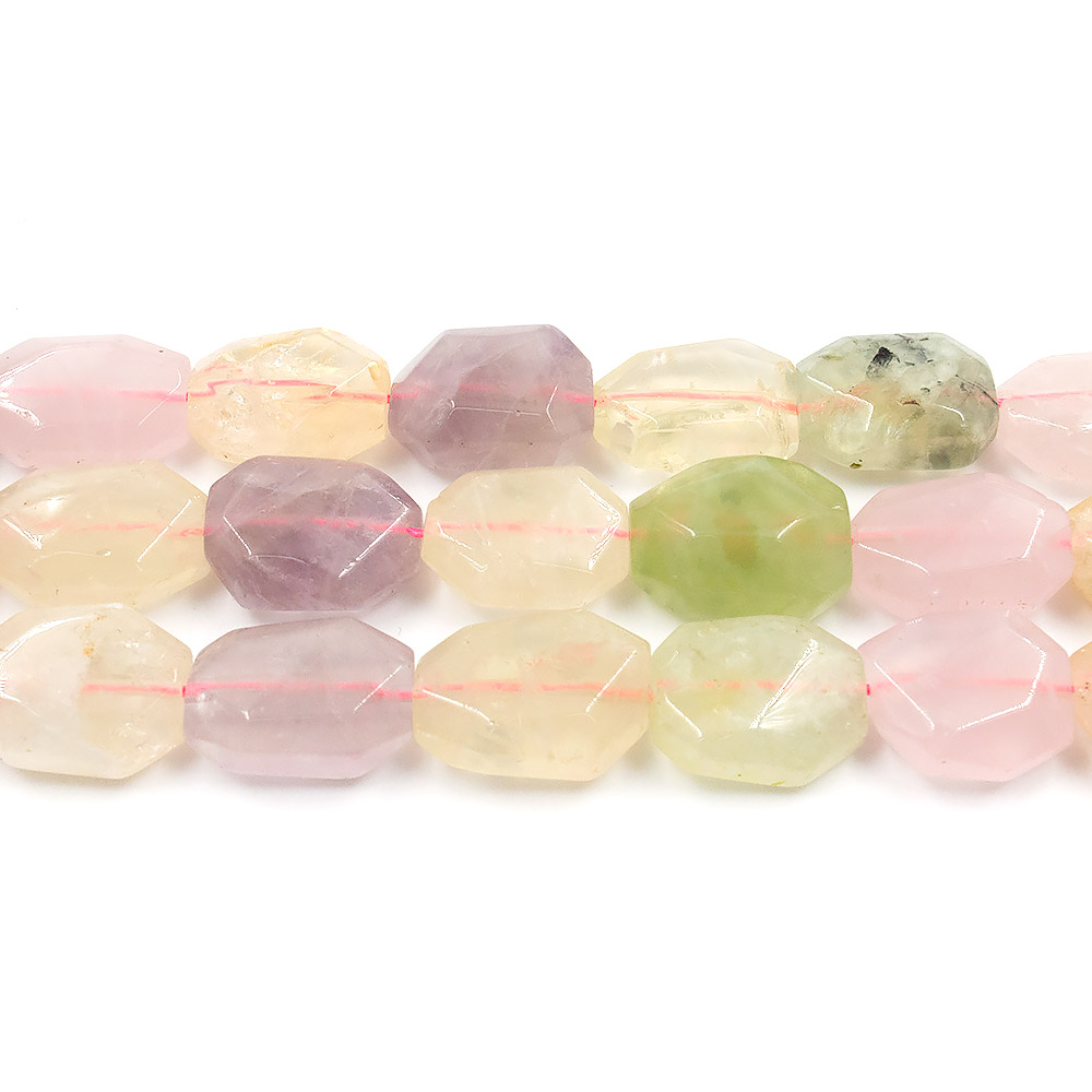 Пренит, розовый кварц, аметист,цитрин восьмигранник 20*15*8 мм