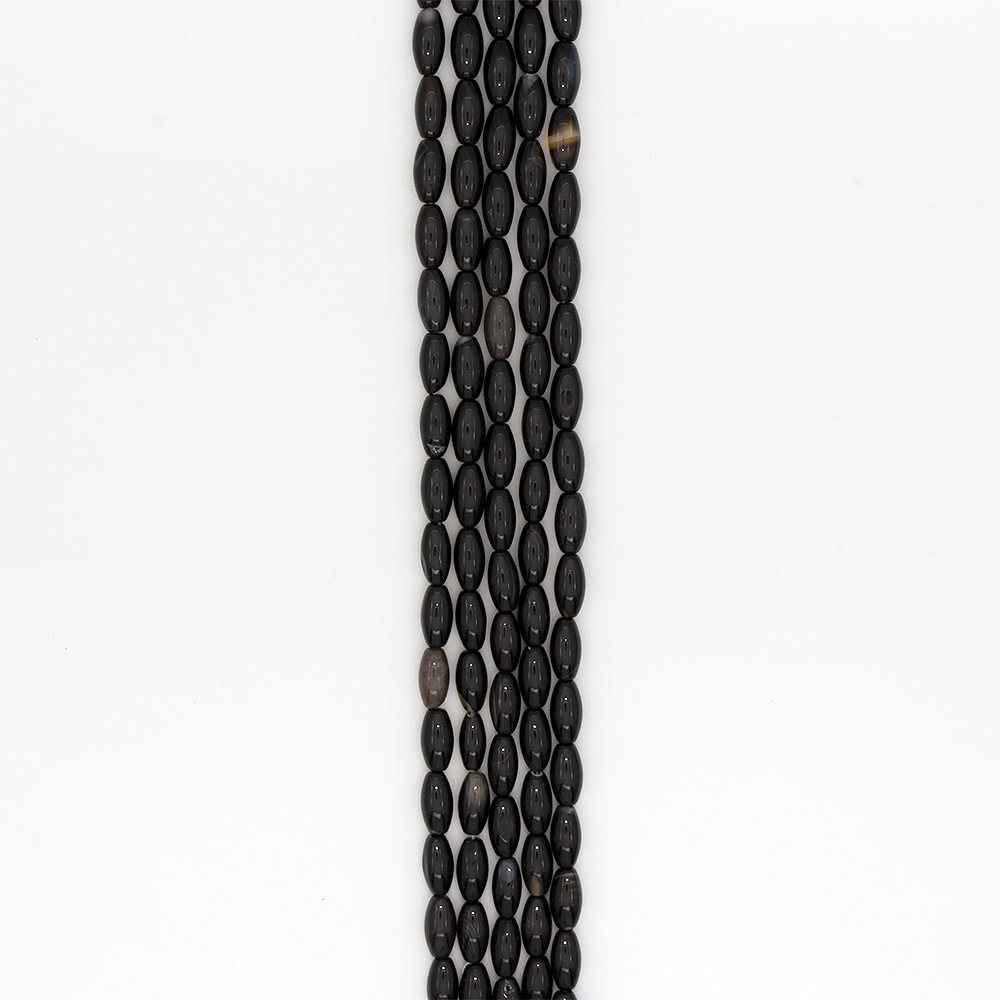 Фото товара агат бочата цвет черный 16*8 мм