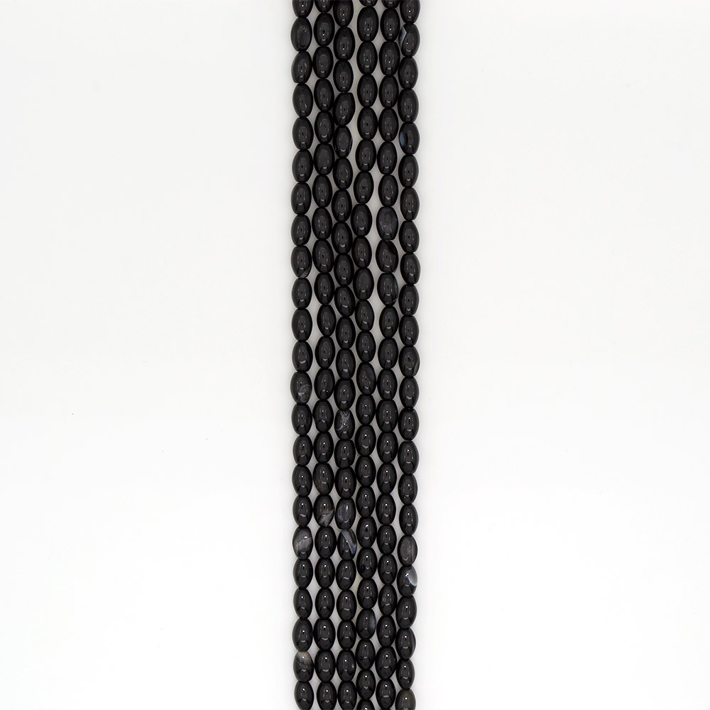 Фото товара агат бочата цвет черный 12*8 мм