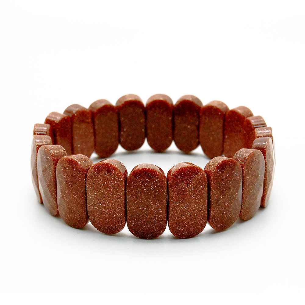 Фото товара браслет из авантюрина синтетического коричневого 20*10 мм грань