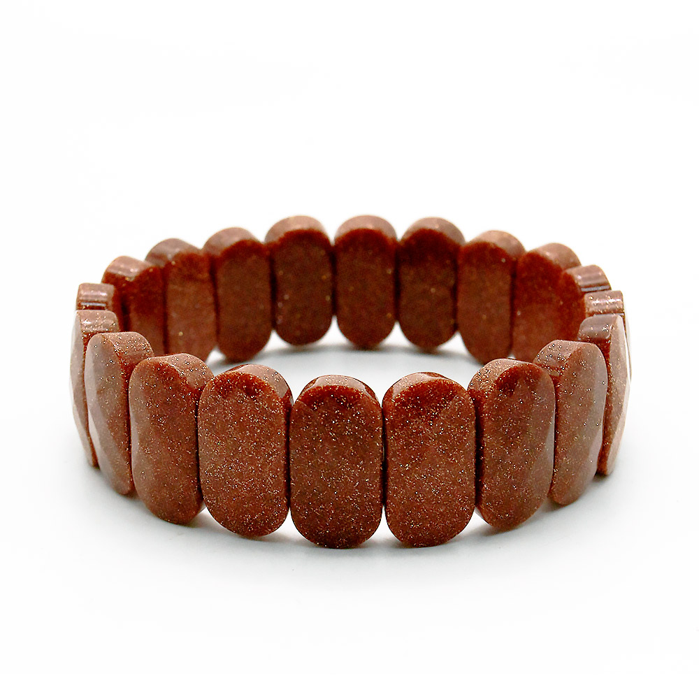 Фото товара браслет из авантюрина синтетического коричневого 20*10 мм грань