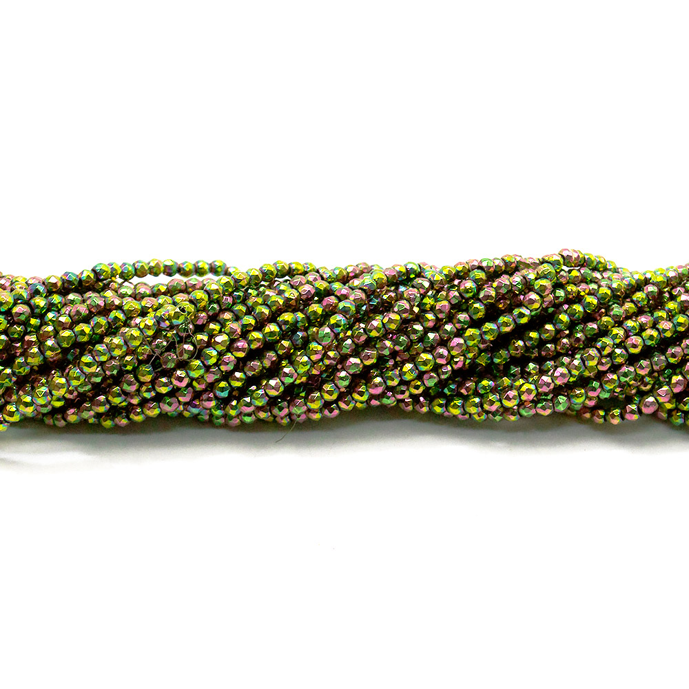 Фото товара гематит цвет зелено-розовый шар грань 2 мм