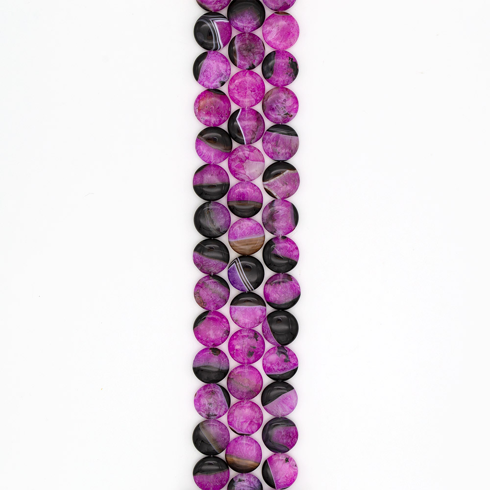 Фото товара агат черный с кварцем тонированным розовым таблетка 20 мм