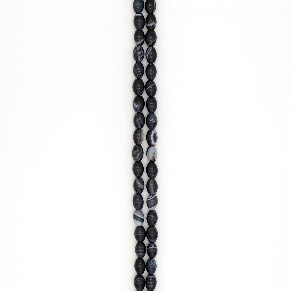 Фото товара агат бочата цвет черно-серый 14*10 мм