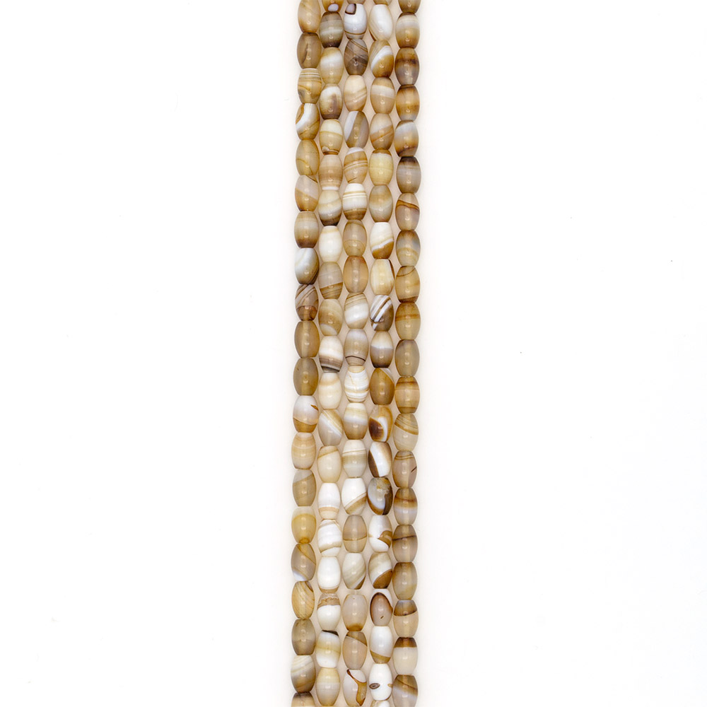 Фото товара агат бочата цвет коричнево-белый 12*8 мм