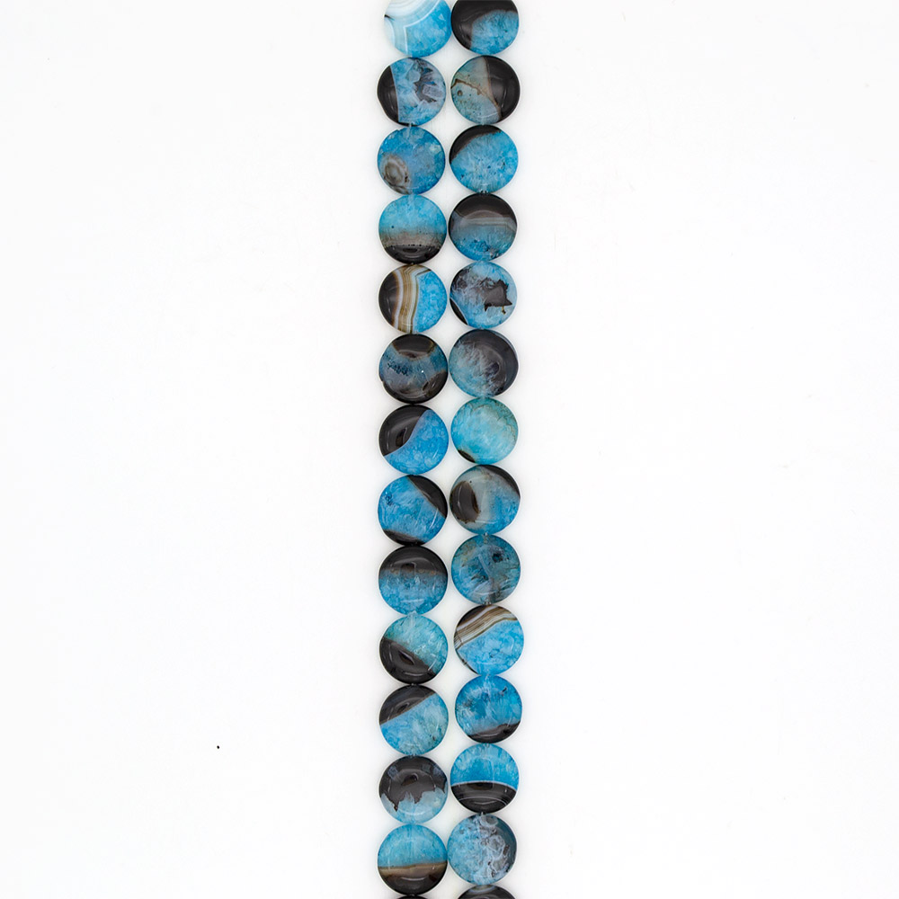 Фото товара агат черный с кварцем тонированным синим таблетка 20 мм