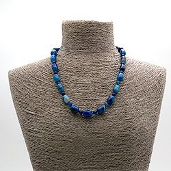 Бусы из агата тонированного синего бочонок 14*10 мм