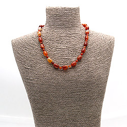 Бусы из сердолика бело-рыжего бочонок