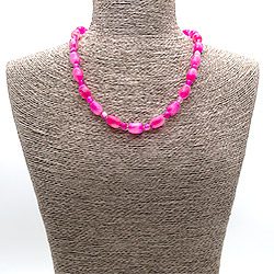 Бусы из агата тонированного светло-розового бочонок 14*10 мм