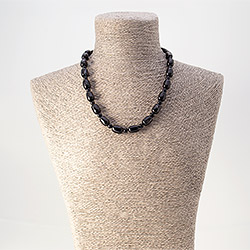 Бусы из агата черного бочонок 14*10 мм