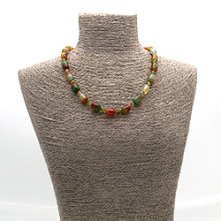 Фото товара бусы из агата тонированного зелено-коричневого бочонок 14*10 мм