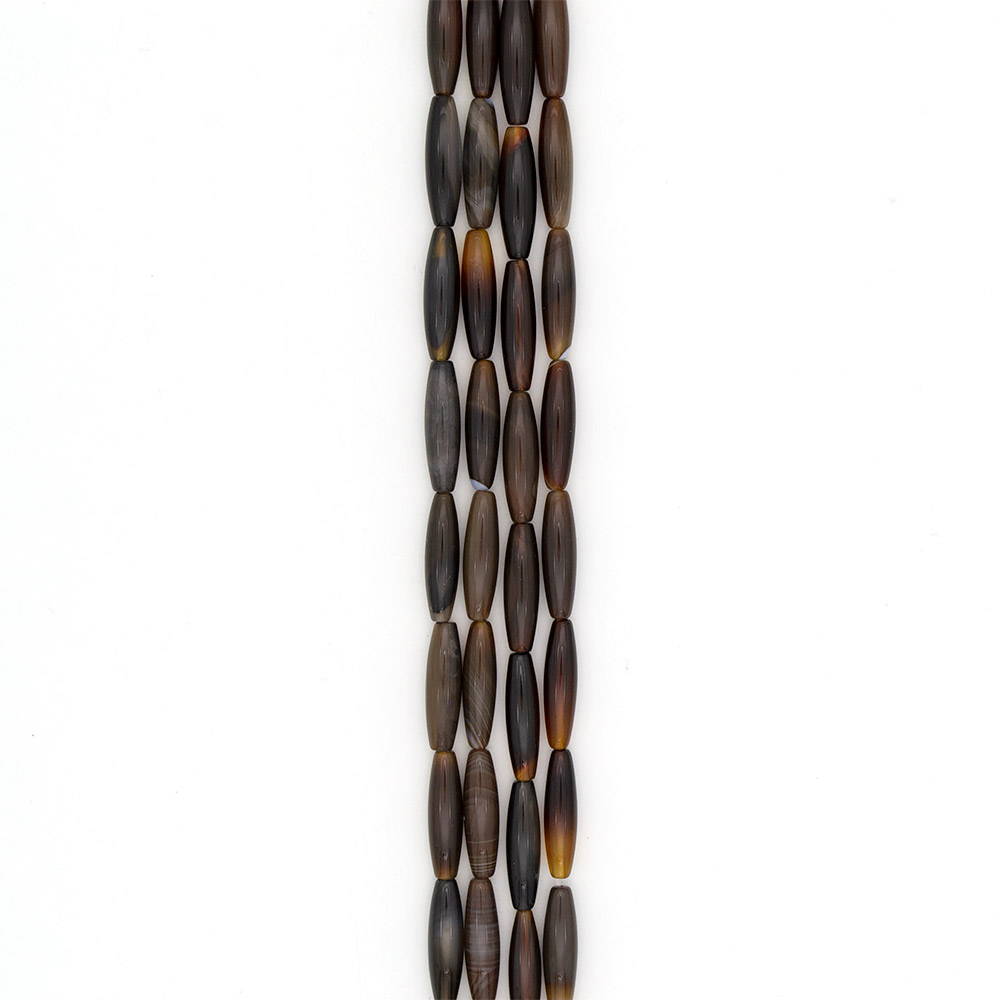 Фото товара агат бочата цвет коричнево-серый 30*8 мм