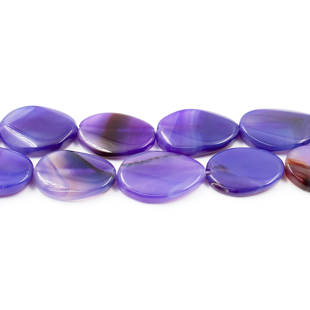 Фото товара агат таблетка цвет фиолетовый овальная витая 30*22 мм