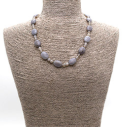 Бусы из агата серого таблетка овальная 18*13 мм