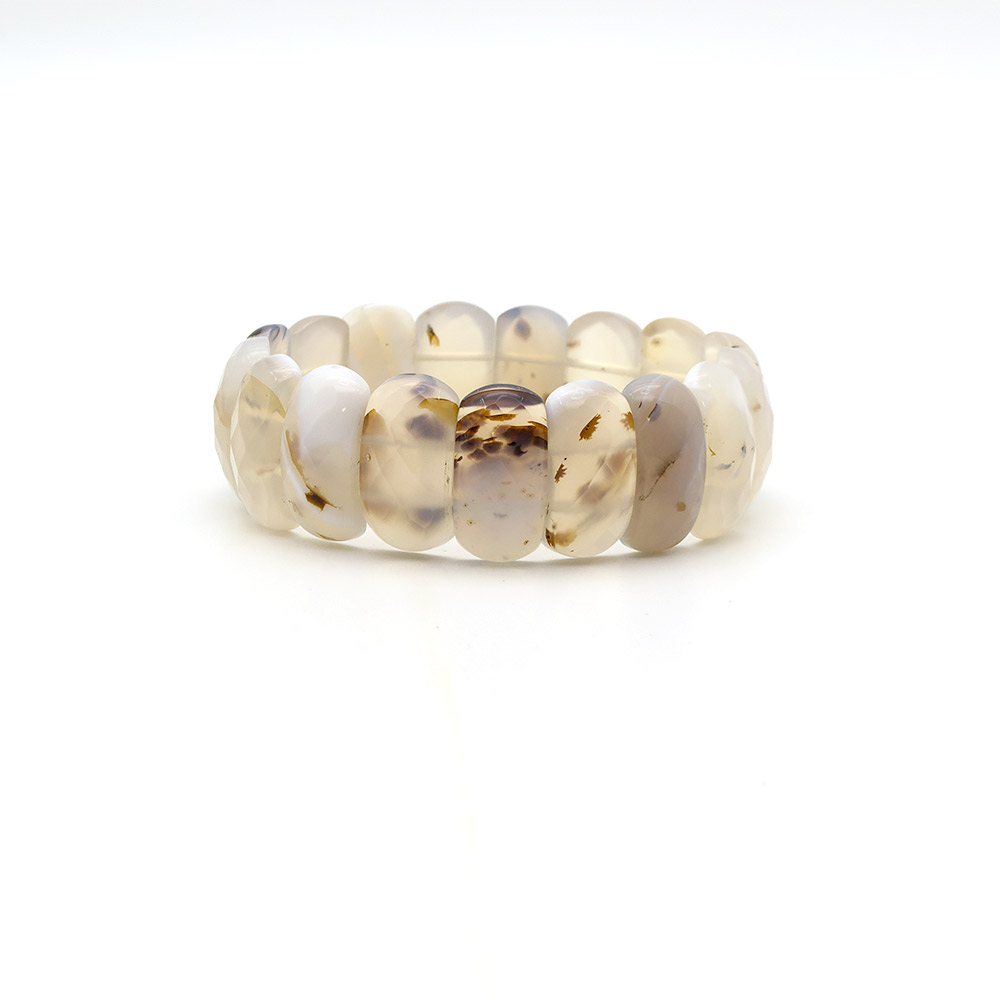 Фото товара браслет из агата мохового серого 25*13 мм грань