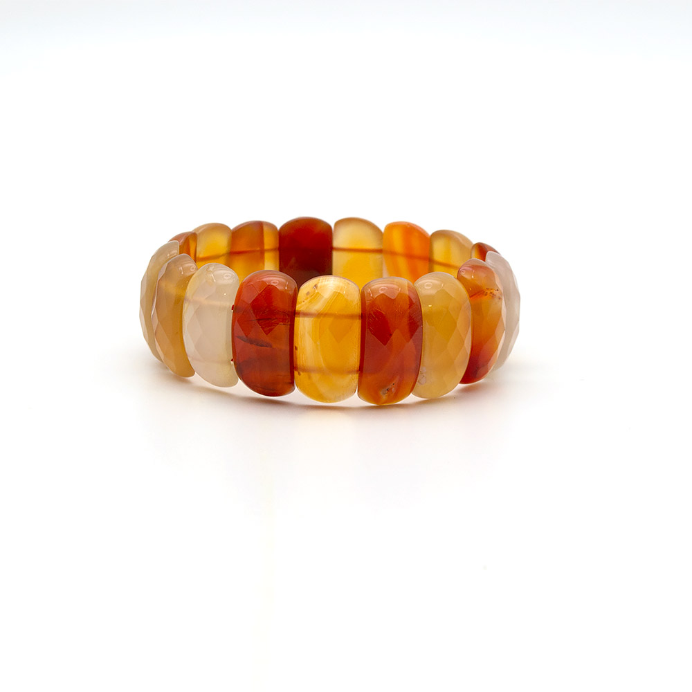 Браслет из сердолика рыже-белого сегмент 25*13 мм грань