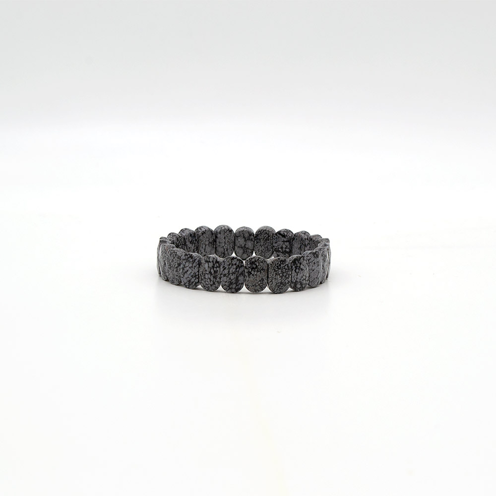 Браслет из обсидиана снежного 14*9 мм грань 1с.