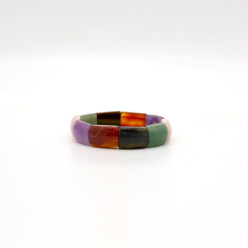 Фото товара браслет из сердолика,аметиста,розового кварца,тигровоо глаза 14*21 мм